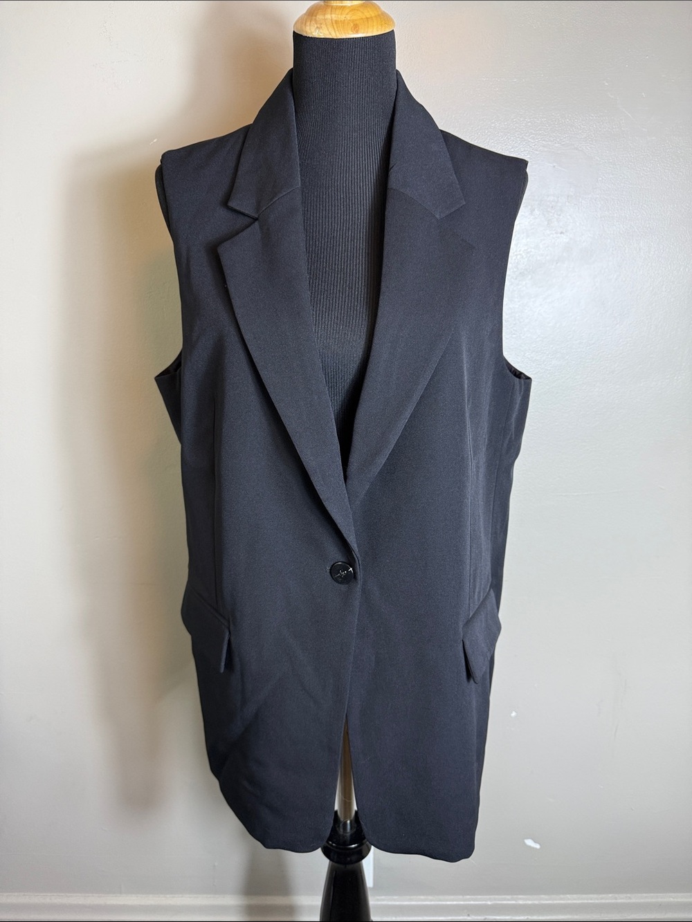 Haver & Blair London Sleeveless Black Tailored Blazer Vest Sz XL NWT